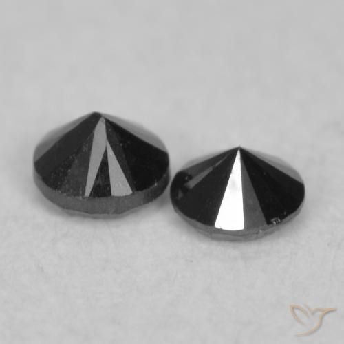 Gemas de Diamante Negro natural de 0.08 ct, Redondo, Opaco