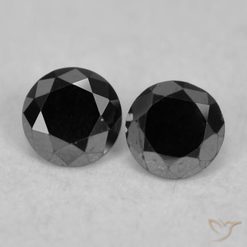 0.09ctw Natural Negro Diamante, Redondo, Opaco