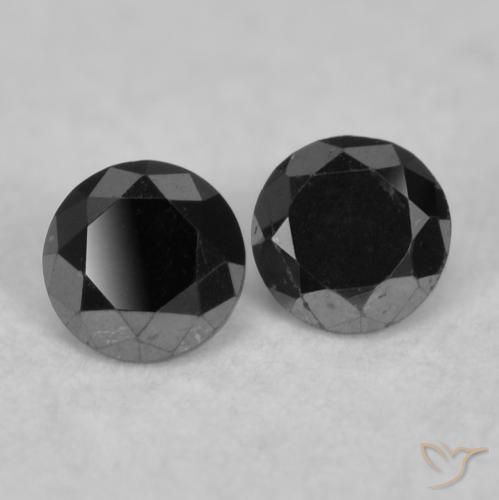 Gemas de Diamante Negro natural de 0.09 ct, Redondo, Opaco