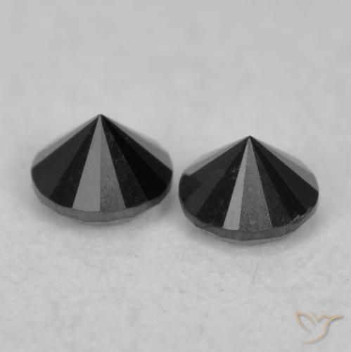 Gemas de Diamante Negro natural de 0.09 ct, Redondo, Opaco