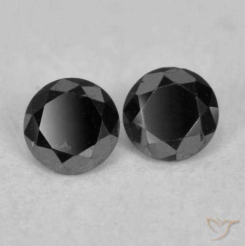 Gemas de Diamante Negro natural de 0.07 ct, Redondo, Opaco