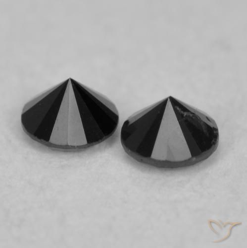Gemas de Diamante Negro natural de 0.07 ct, Redondo, Opaco