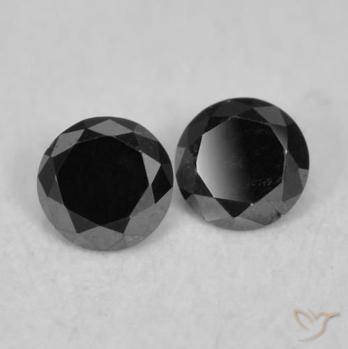 Gemas de Diamante Negro natural de 0.08 ct, Redondo, Opaco