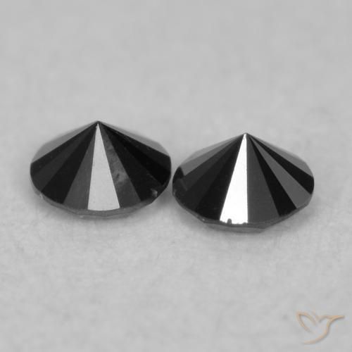 Gemas de Diamante Negro natural de 0.08 ct, Redondo, Opaco