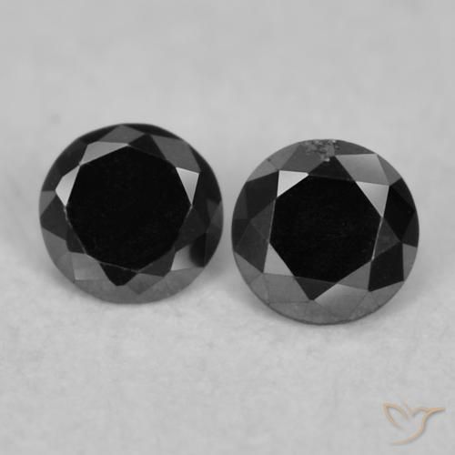 0.09ctw Natural Negro Diamante, Redondo, Opaco