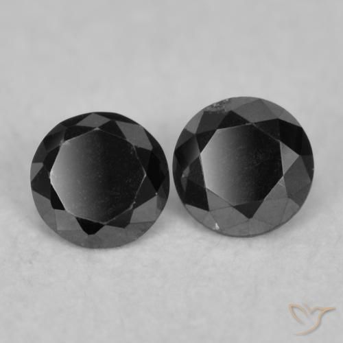 Gemas de Diamante Negro natural de 0.09 ct, Redondo, Opaco