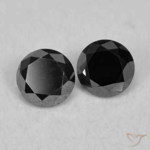 Gemas de Diamante Negro natural de 0.09 ct, Redondo, Opaco