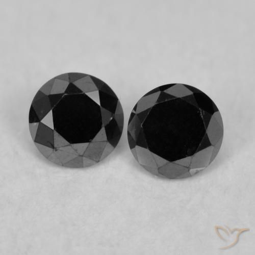 0.09ctw Natural Negro Diamante, Redondo, Opaco