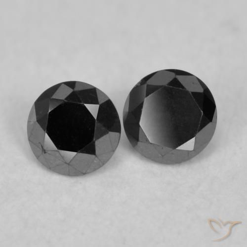 Gemas de Diamante Negro natural de 0.09 ct, Redondo, Opaco