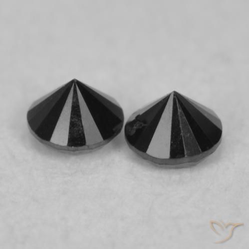 Gemas de Diamante Negro natural de 0.09 ct, Redondo, Opaco