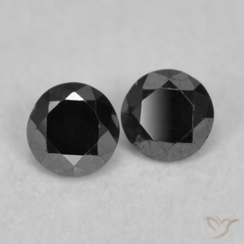 Gemas de Diamante Negro natural de 0.10 ct, Redondo, Opaco