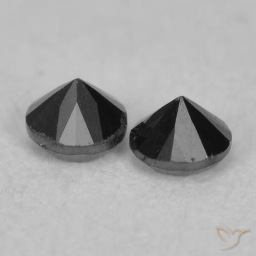 Gemas de Diamante Negro natural de 0.10 ct, Redondo, Opaco