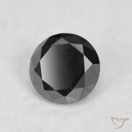 Diamante Negro natural de 0.03 ct, Redondo, Opaco