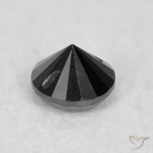 Diamante Negro natural de 0.03 ct, Redondo, Opaco