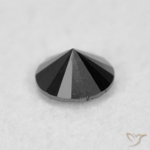 Diamante Negro natural de 0.02 ct, Redondo, Opaco