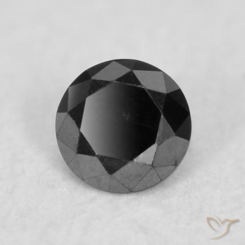 Diamante Negro natural de 0.03 ct, Redondo, Opaco