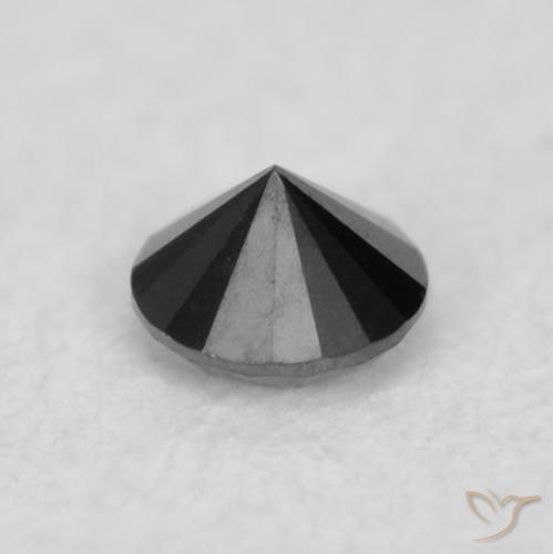 Diamante Negro natural de 0.03 ct, Redondo, Opaco