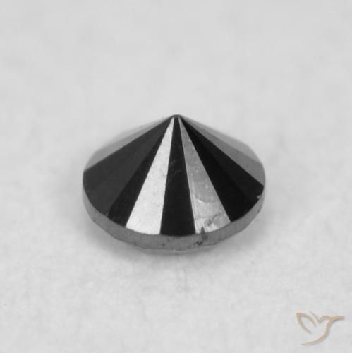 Diamante Negro natural de 0.02 ct, Redondo, Opaco