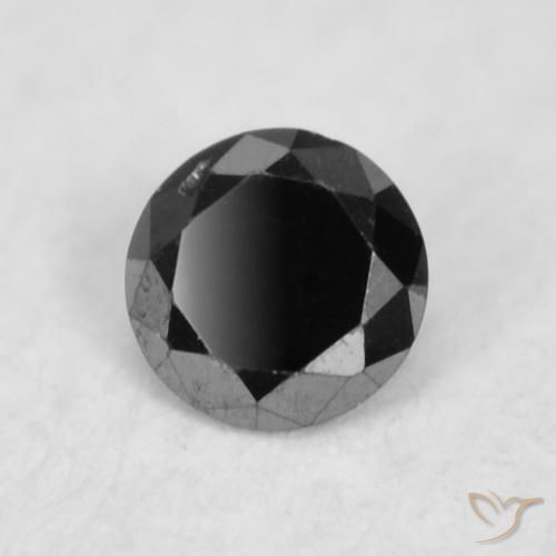 Diamante Negro natural de 0.03 ct, Redondo, Opaco