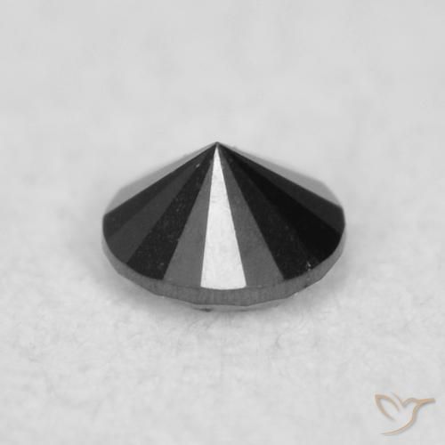 Diamante Negro natural de 0.03 ct, Redondo, Opaco