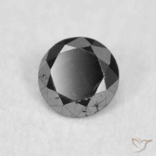 Diamante Negro natural de 0.03 ct, Redondo, Opaco