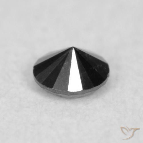Diamante Negro natural de 0.03 ct, Redondo, Opaco