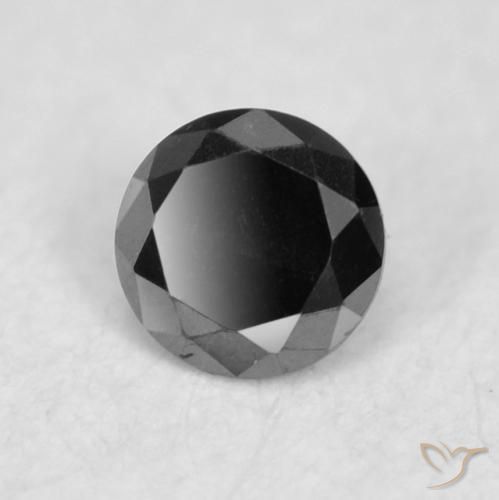 Diamante Negro natural de 0.03 ct, Redondo, Opaco