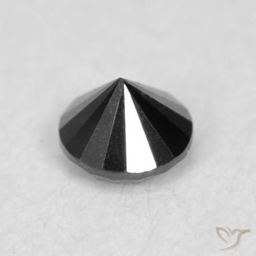 Diamante Negro natural de 0.03 ct, Redondo, Opaco