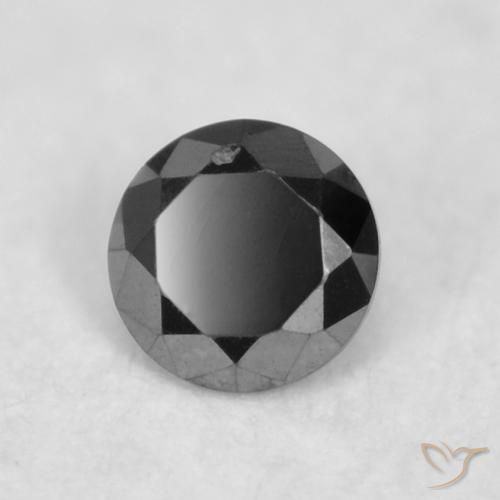 Diamante Negro natural de 0.02 ct, Redondo, Opaco
