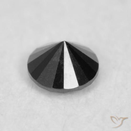 Diamante Negro natural de 0.02 ct, Redondo, Opaco