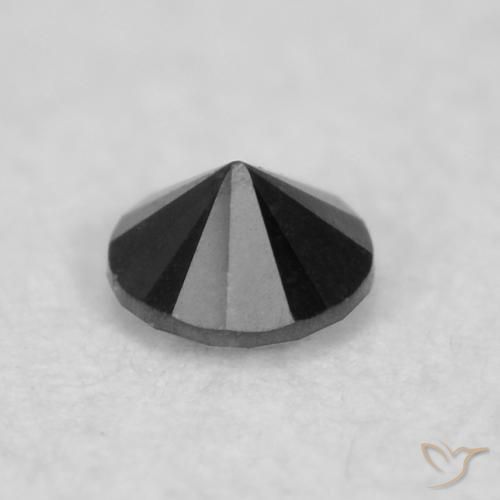 Diamante Negro natural de 0.02 ct, Redondo, Opaco