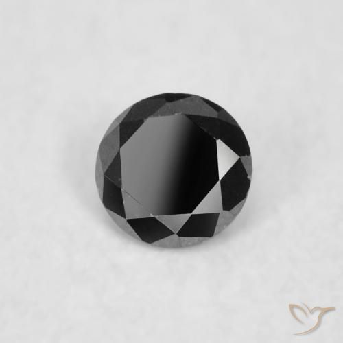 Diamante Negro natural de 0.03 ct, Redondo, Opaco