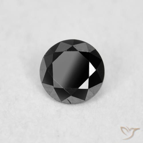 Diamante Negro natural de 0.02 ct, Redondo, Opaco