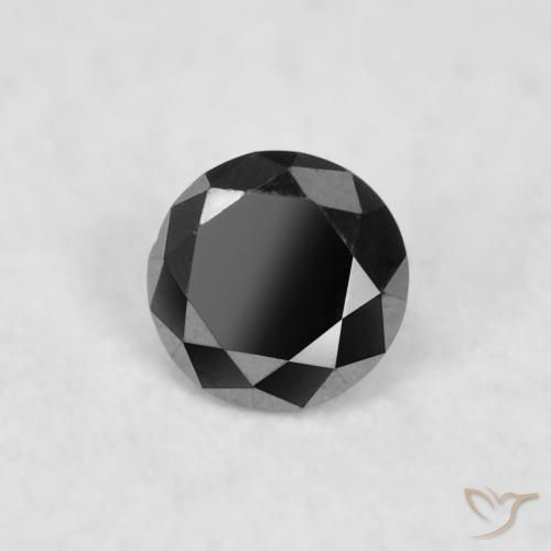 Diamante Negro natural de 0.03 ct, Redondo, Opaco