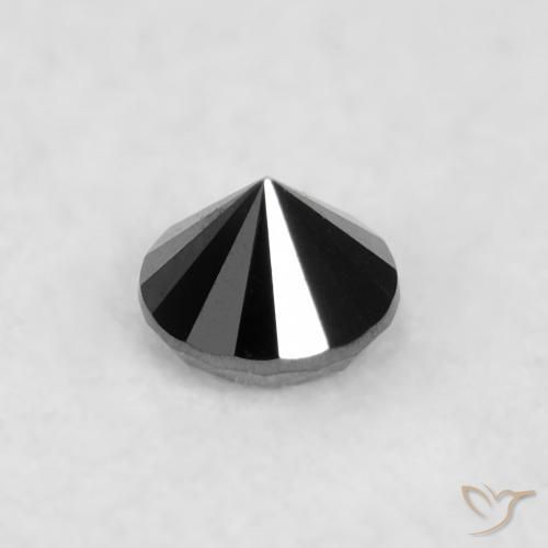 Diamante Negro natural de 0.03 ct, Redondo, Opaco