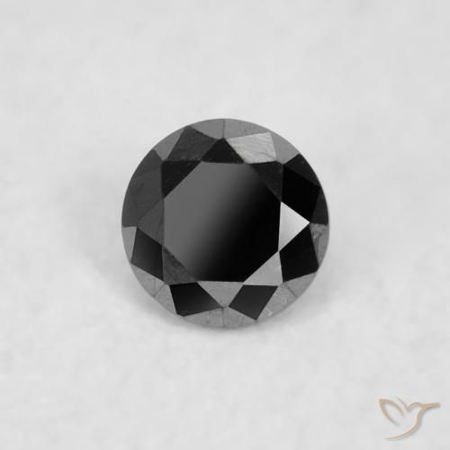 Diamante Negro natural de 0.03 ct, Redondo, Opaco