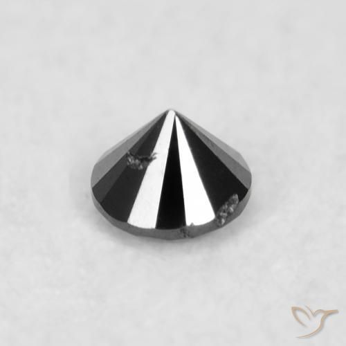 Diamante Negro natural de 0.03 ct, Redondo, Opaco