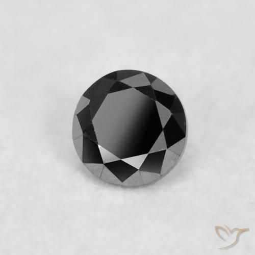 Diamante Negro natural de 0.04 ct, Redondo, Opaco