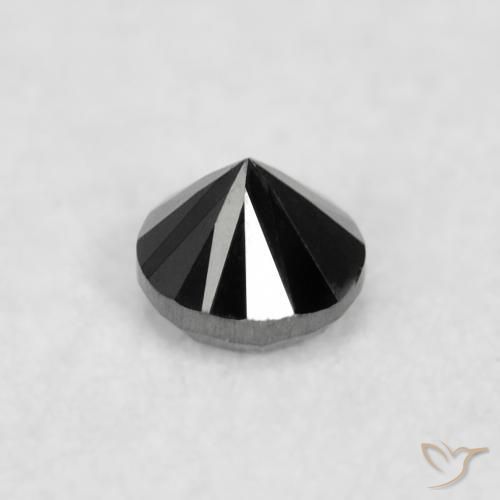 Diamante Negro natural de 0.04 ct, Redondo, Opaco