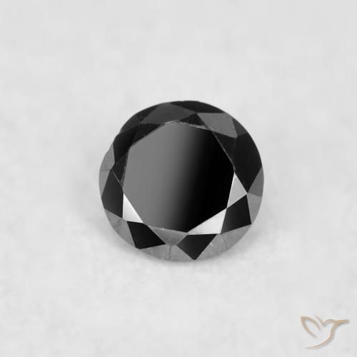 Diamante Negro natural de 0.02 ct, Redondo, Opaco
