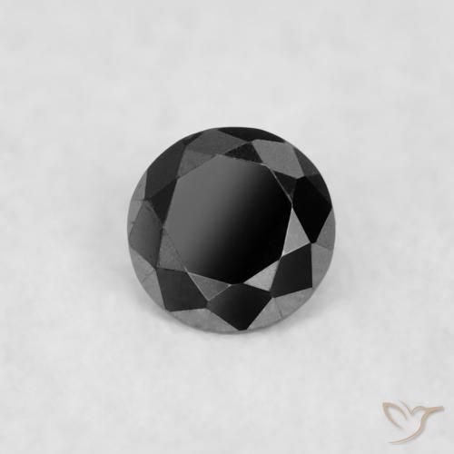 Diamante Negro natural de 0.02 ct, Redondo, Opaco