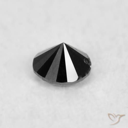 Diamante Negro natural de 0.02 ct, Redondo, Opaco