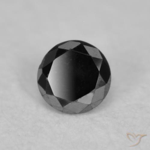 Diamante Negro natural de 0.03 ct, Redondo, Opaco