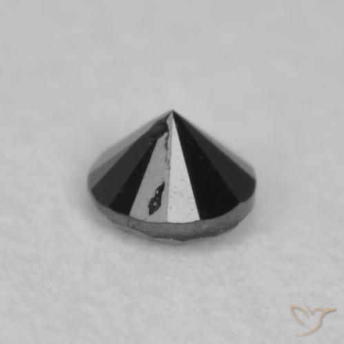 Diamante Negro natural de 0.03 ct, Redondo, Opaco