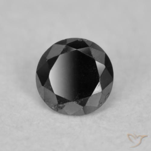 Diamante Negro natural de 0.04 ct, Redondo, Opaco