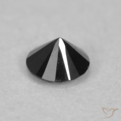 Diamante Negro natural de 0.04 ct, Redondo, Opaco