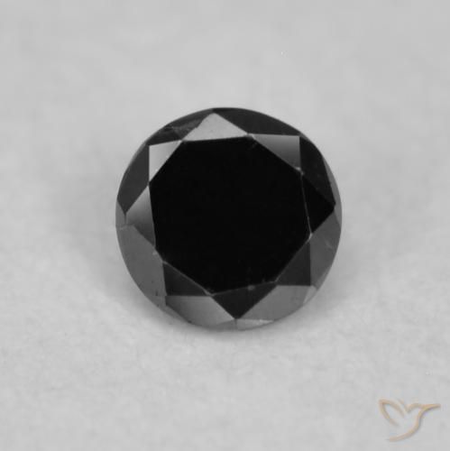 0.03ct Natural Negro Diamante, Redondo, Opaco