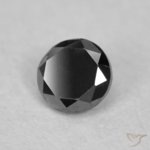 Diamante Negro natural de 0.03 ct, Redondo, Opaco