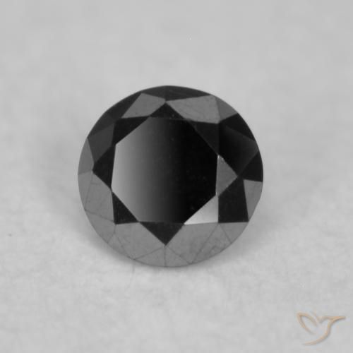 Diamante Negro natural de 0.04 ct, Redondo, Opaco