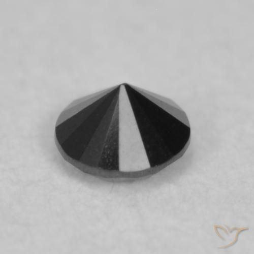 Diamante Negro natural de 0.04 ct, Redondo, Opaco